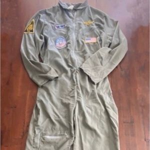 Military Flight Suit Jumpsuit Costume Halloween Cosplay Air Force L/XL
